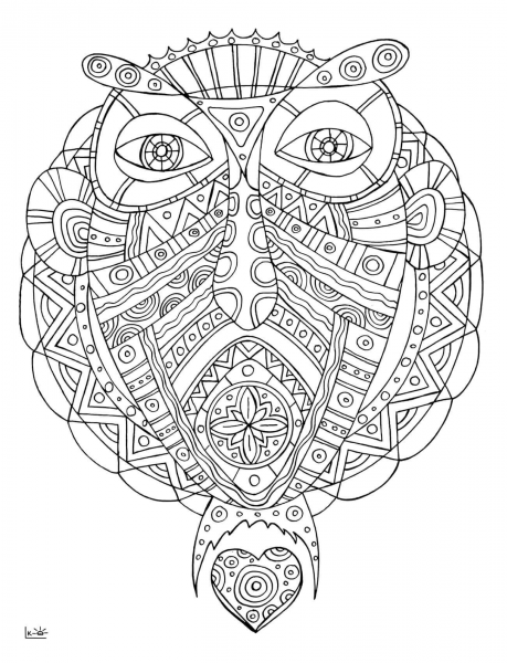 Unicorn Fish with Tribal Pattern coloring page image