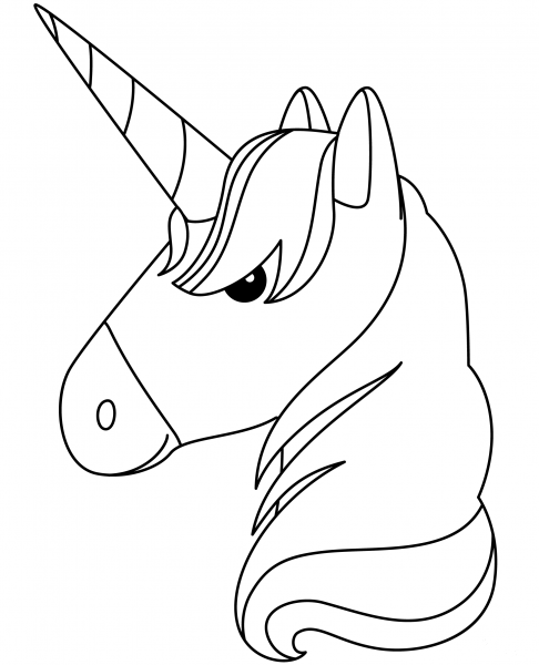 Unicorn Head coloring page image