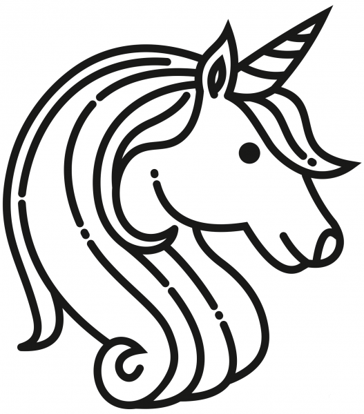 Unicorn Head coloring page image