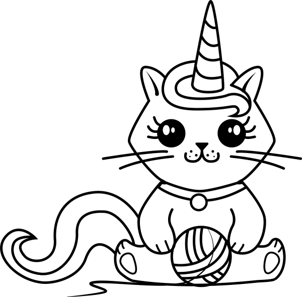 Unicorn Kitty coloring page image
