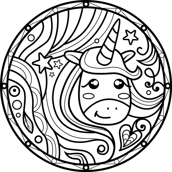 Unicorn Mandala coloring page image