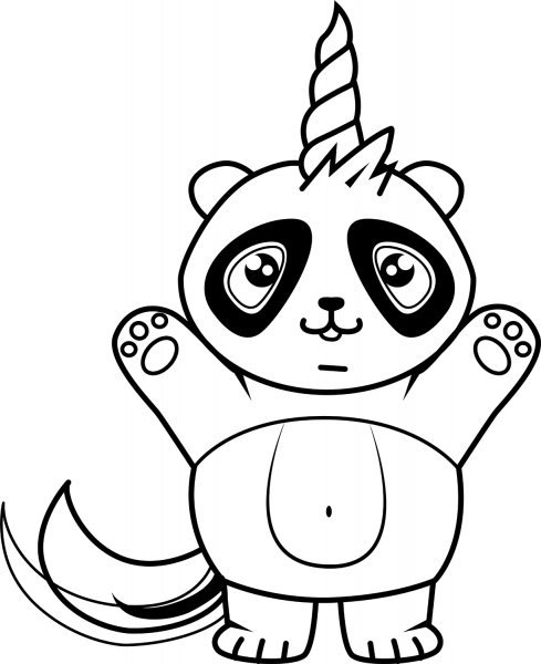 Unicorn Panda coloring page image