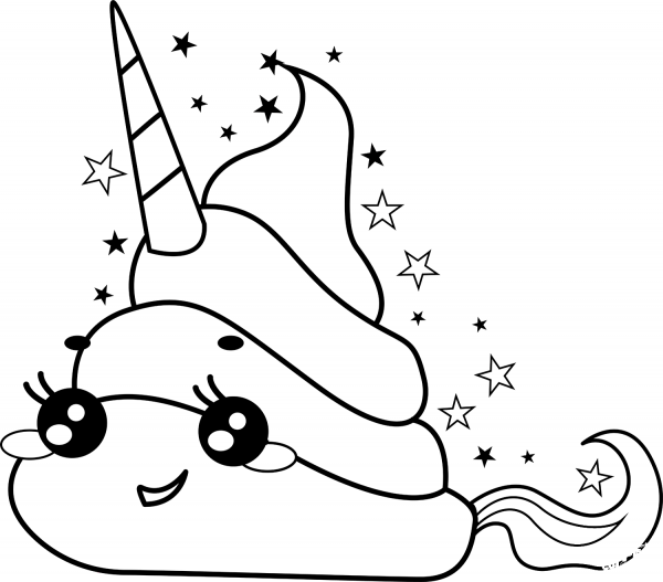 Unicorn Poop Emoji coloring page image