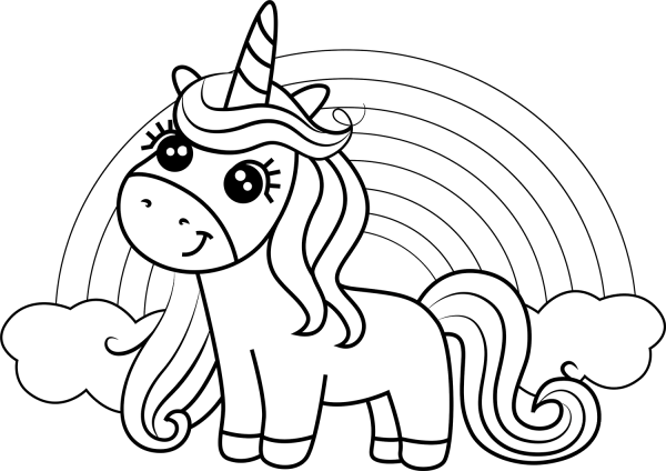 Unicorn with Rainbow coloring page image