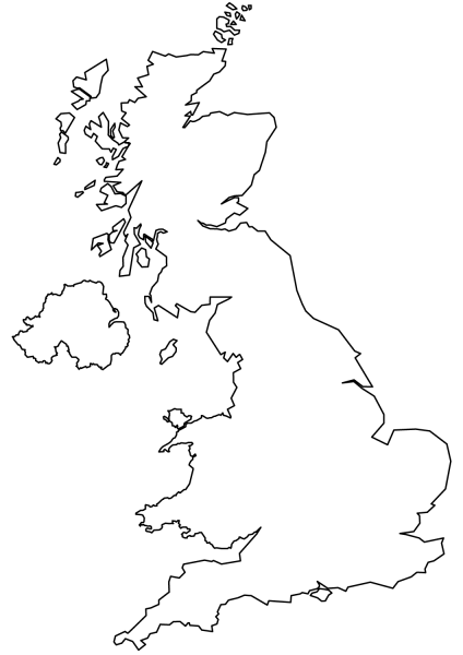 United Kingdom Blank Outline Map coloring page image