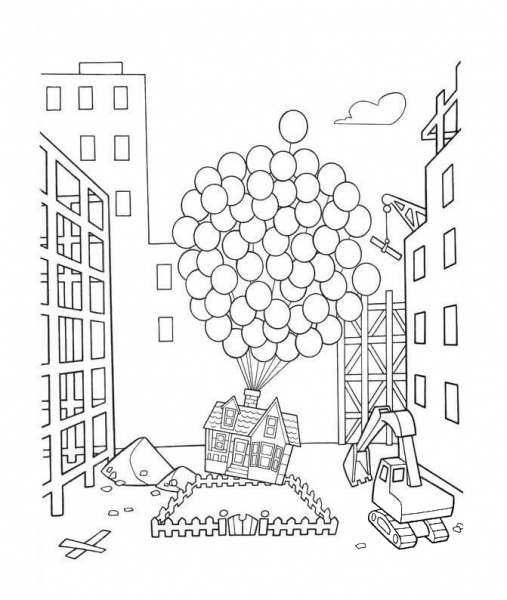 Up with hundreds of balloons coloring page image