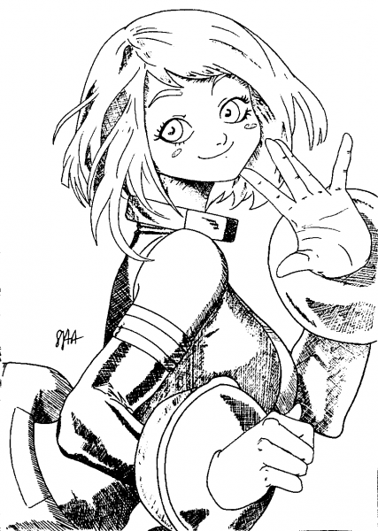 Uraraka Ochako coloring page image