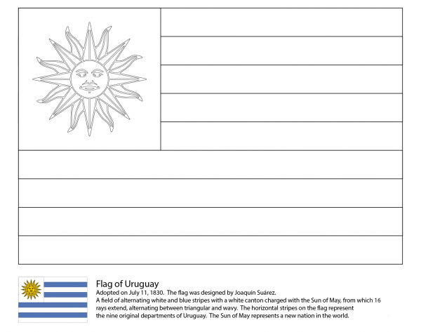 Uruguay Flag coloring page image