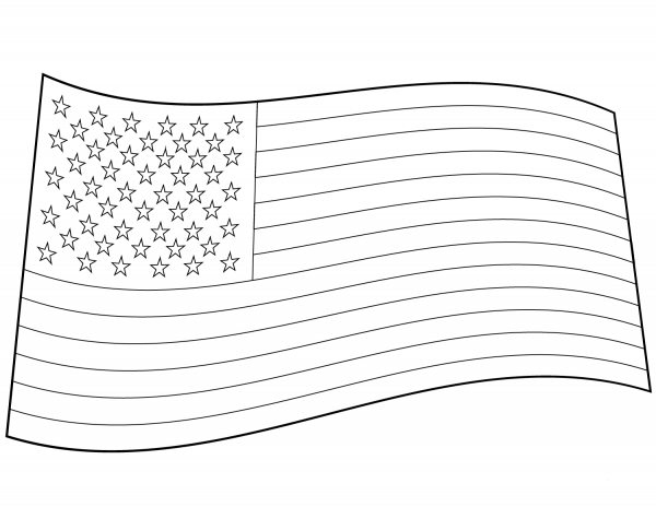 US Flag coloring page image