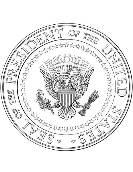 US Presidential Seal coloring page image