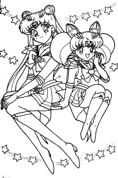Usagi Tsukino and Sailor Chibi Moon coloring page image