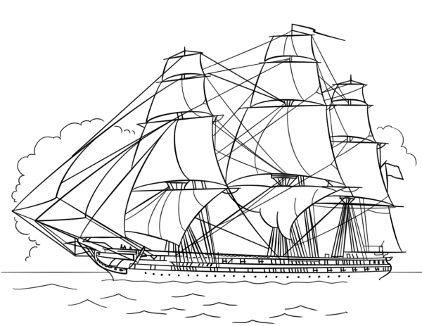 USS Constitution coloring page image