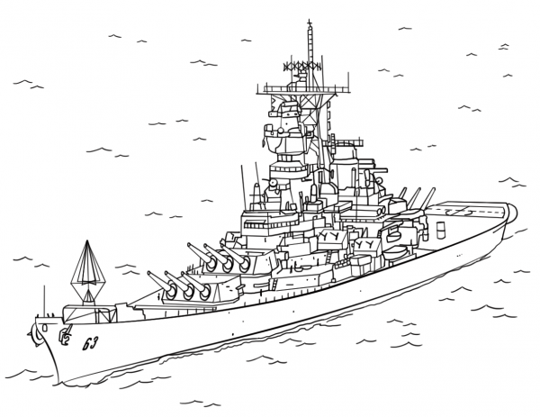 USS Missouri coloring page image