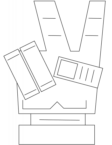 V Sign coloring page image