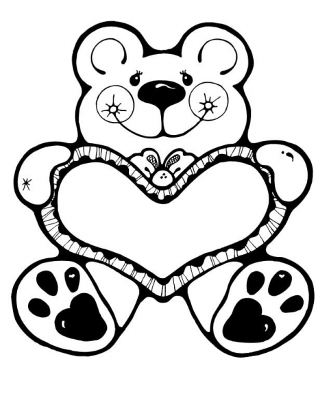 Valentine Bear coloring page image