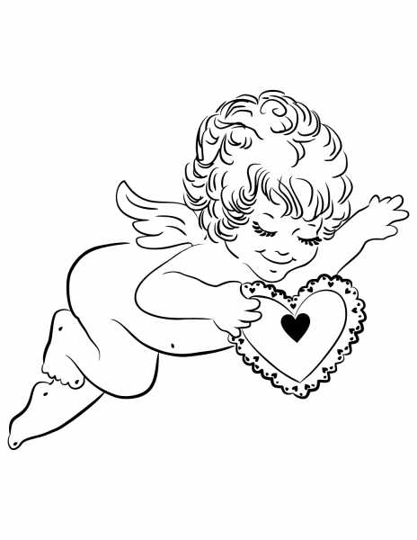 Valentine Cupid coloring page image