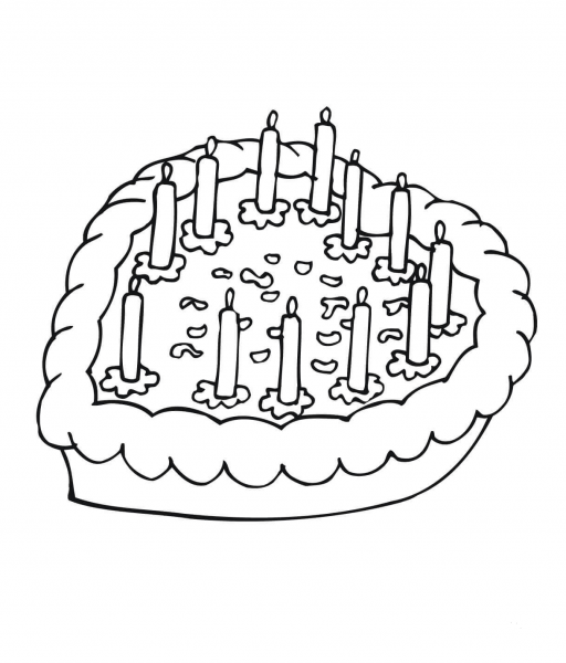 Valentine Day Cake  coloring page image