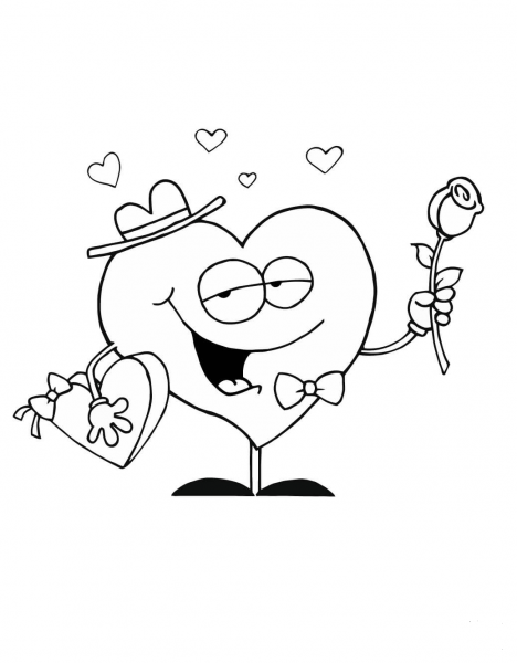 Valentine’s Heart Bearing Gifts  coloring page image