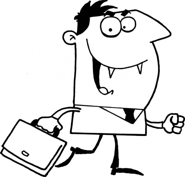 Vampire with Briefcase coloring page image
