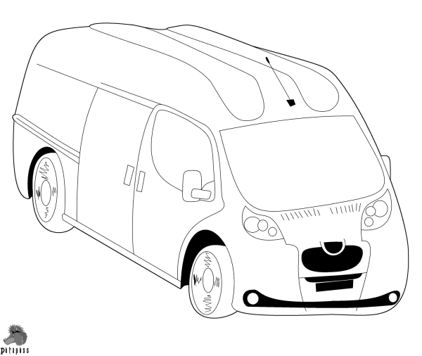 Van Bus coloring page image