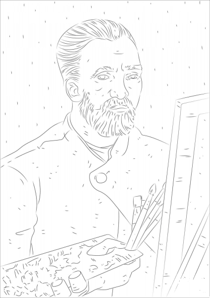 Van Gogh Self Portrait coloring page image