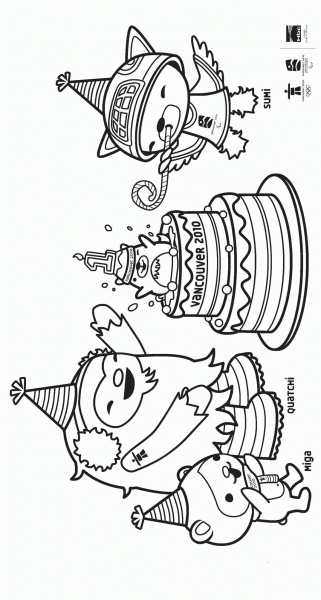 Vancouver Olympic Mascots 2010 coloring page image