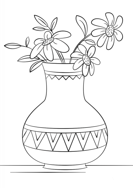 Vase of Flowers coloring page image