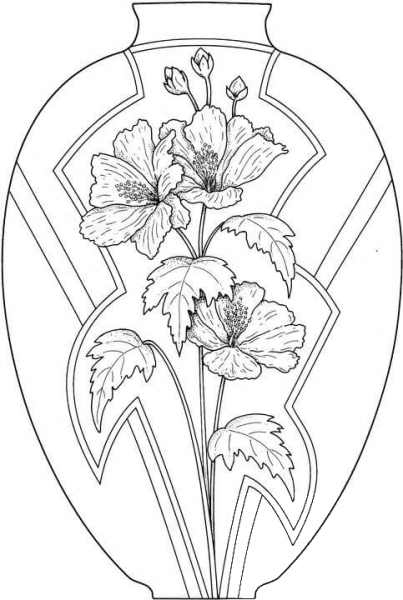 Vase With Flowers  coloring page image