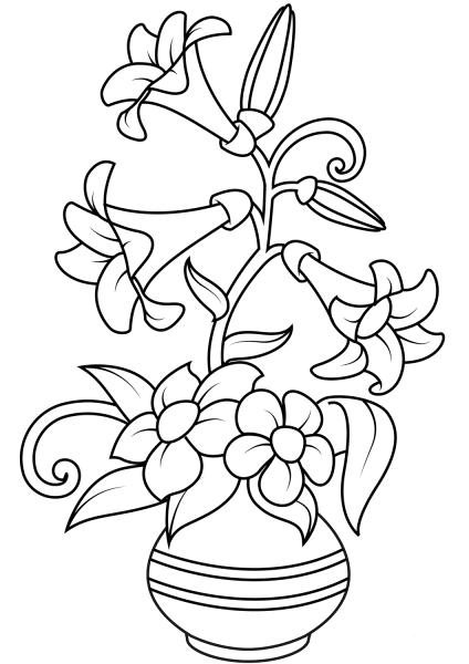Vase with Lilies coloring page image