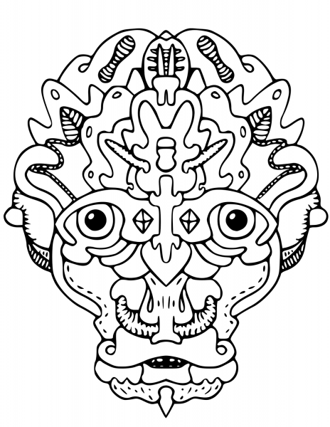 Vegepedia Abstract Face coloring page image