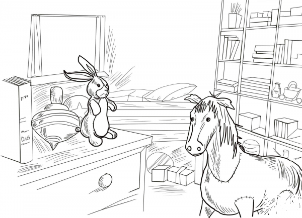 Velveteen Rabbit and Skin Horse coloring page image