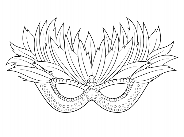Venetian Mardi Gras Mask coloring page image