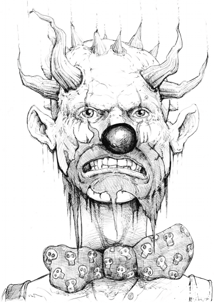 Very Evil Clown coloring page image