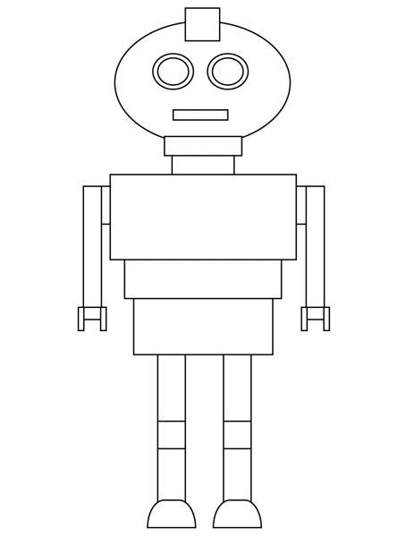 Very Simple Robot coloring page image