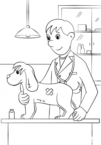 Veterinarian coloring page image