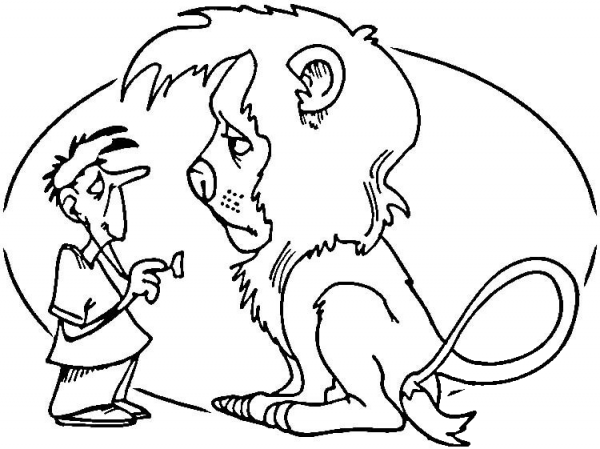 Veterinary and Lion  coloring page image
