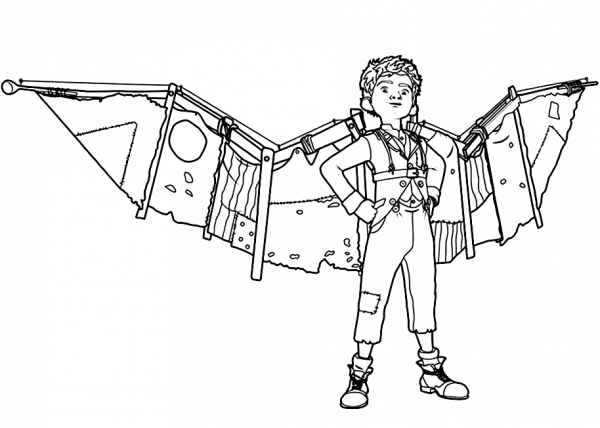 Victor with Chicken Wings coloring page image
