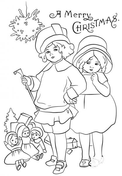 Victorian Christmas Card coloring page image