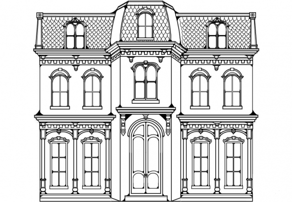 Victorian Home coloring page image