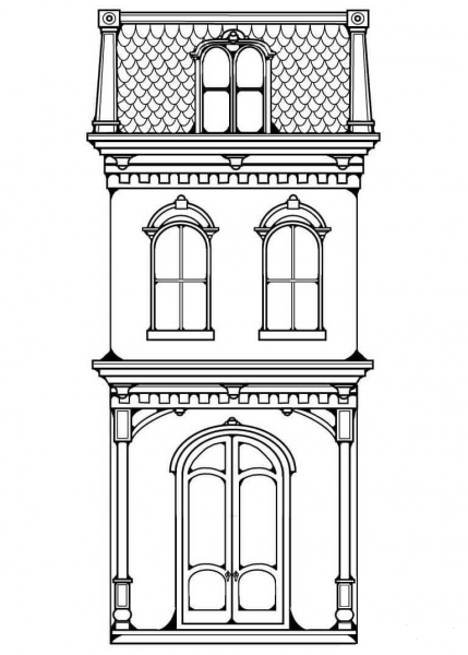Victorian Row House coloring page image
