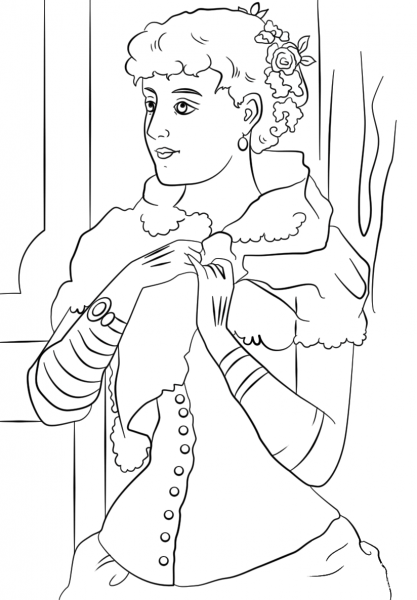 Victorian Woman coloring page image