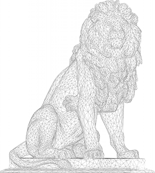 Viennese Lion 3D Wireframe coloring page image