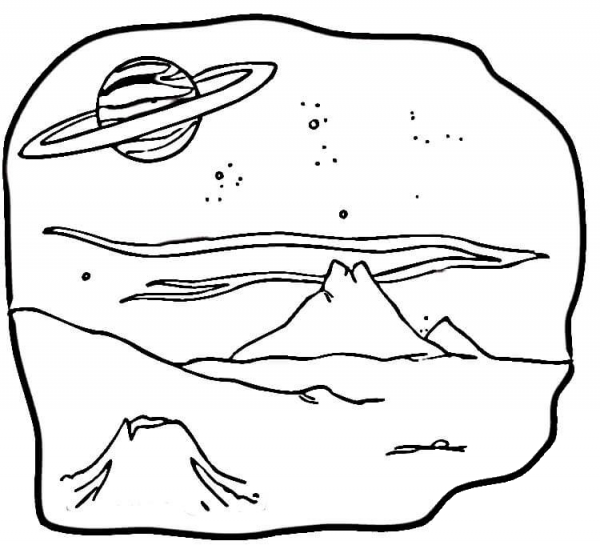 View From Moons of Saturn coloring page image