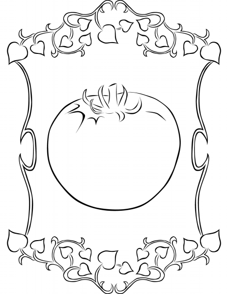 Vignette Frame with Tomato coloring page image