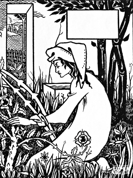 Vignette from Le Morte d’Arthur 17 coloring page image