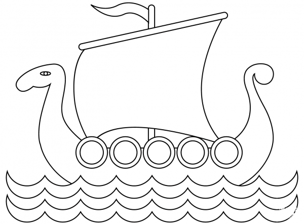 Viking Boat coloring page image