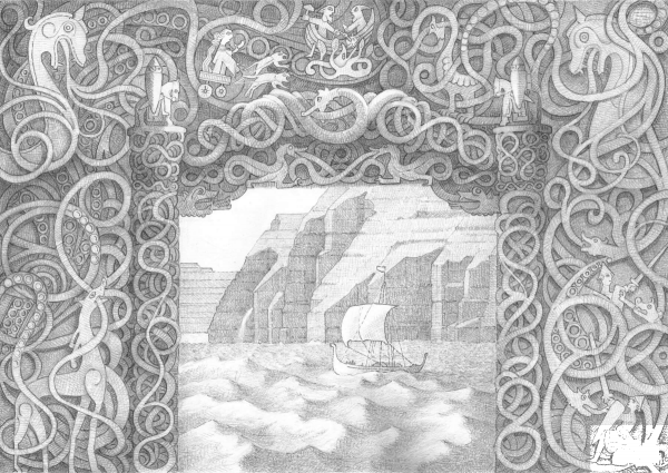 Viking Boat Fantasy Travel coloring page image