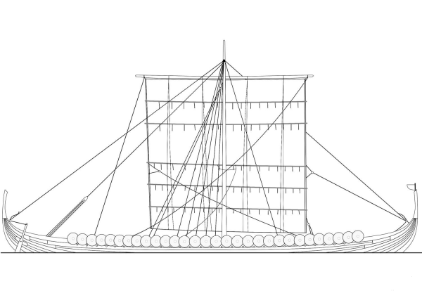 Viking Longship coloring page image