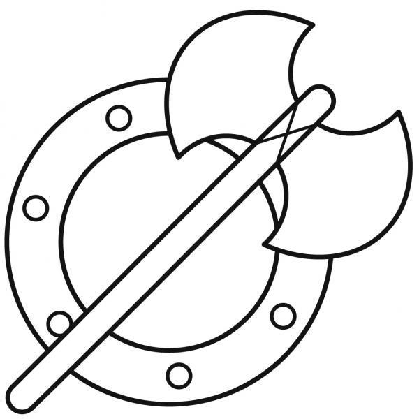 Viking Shield and Axe coloring page image