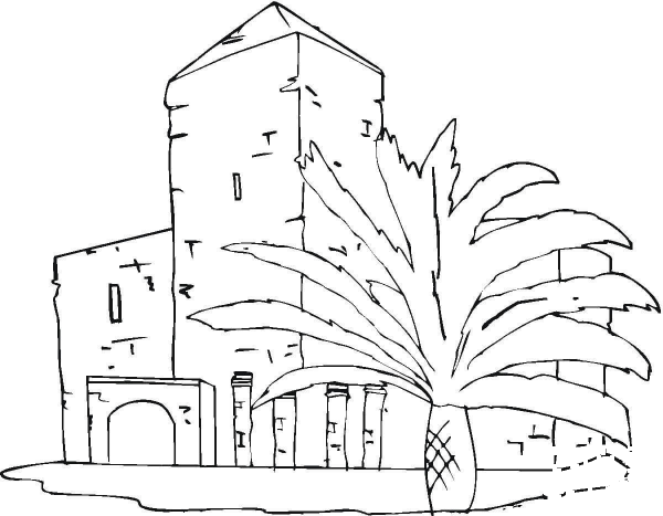 Villa Near The Palms  coloring page image